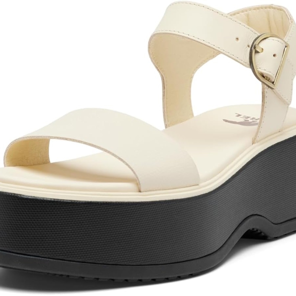Sorel Cream and Black Platform Sandals